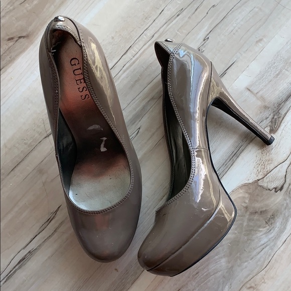 Guess Shoes - Guess Platform Patent Taupe Pumps Size 8.5
